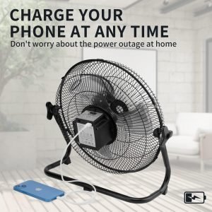 14 Inch Portable Wireless Rechargeable Table Fan with Solar Panel Powered