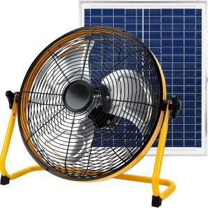 16 Inch Portable Rechargeable Solar Floor/Table Fan, Wireless Air Circulation Fan Powered by Solar Panel